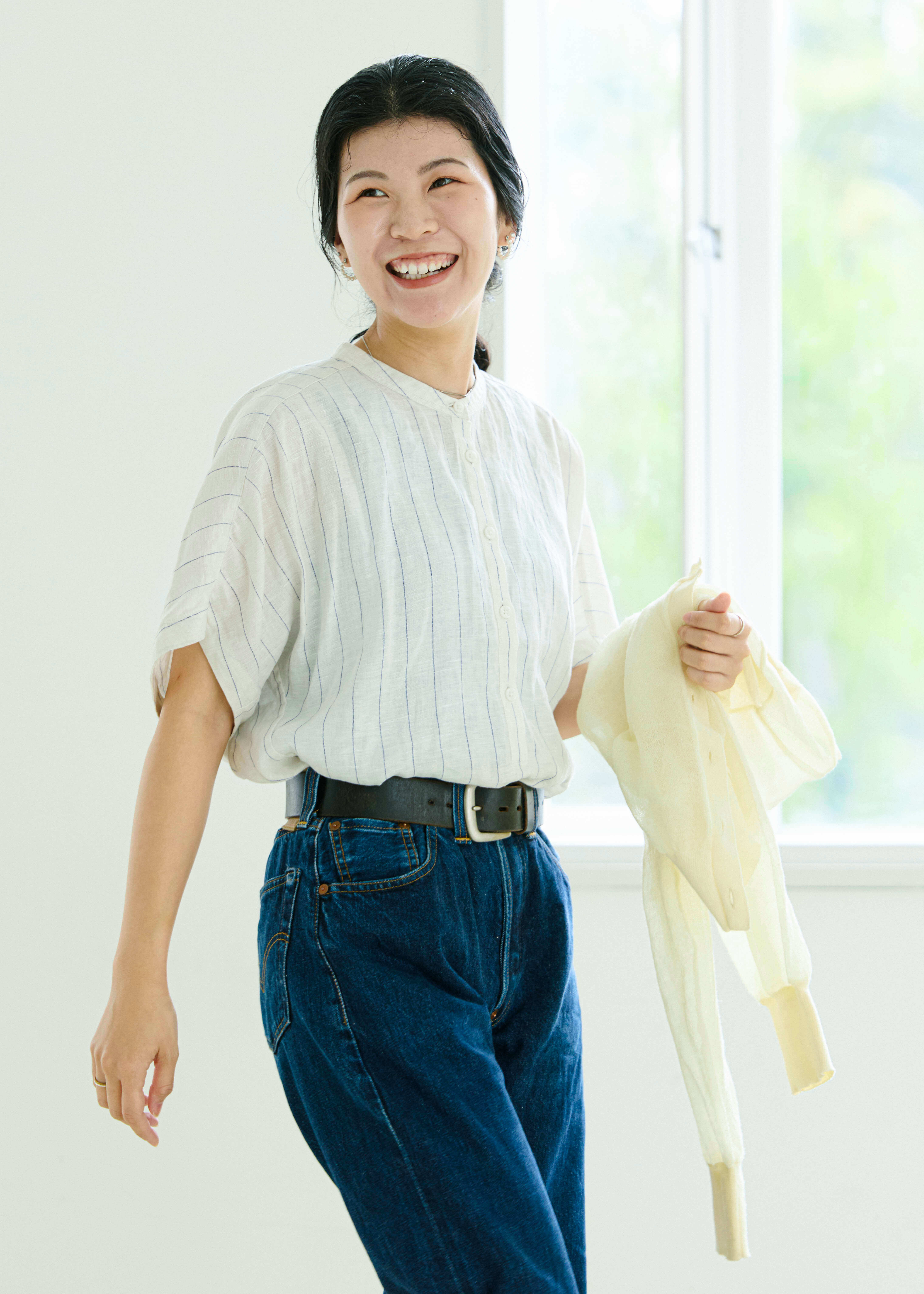 無印良品の婦人 リネン 洗いざらし 半袖ブラウス