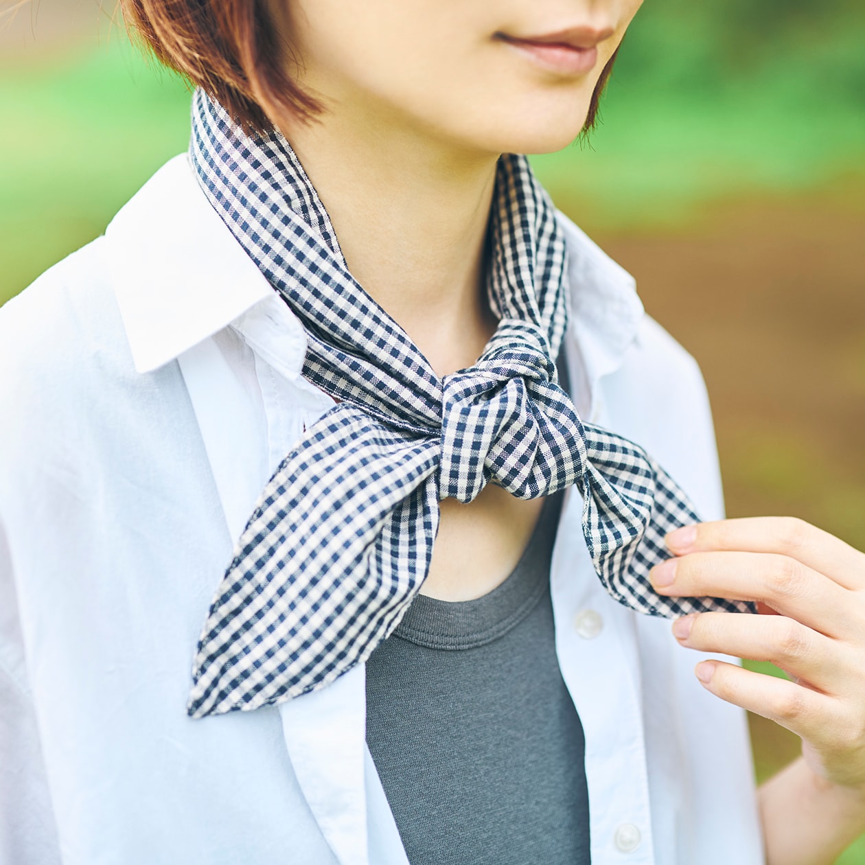 無印良品_UVカット リヨセルリネン ポケット付きスカーフ