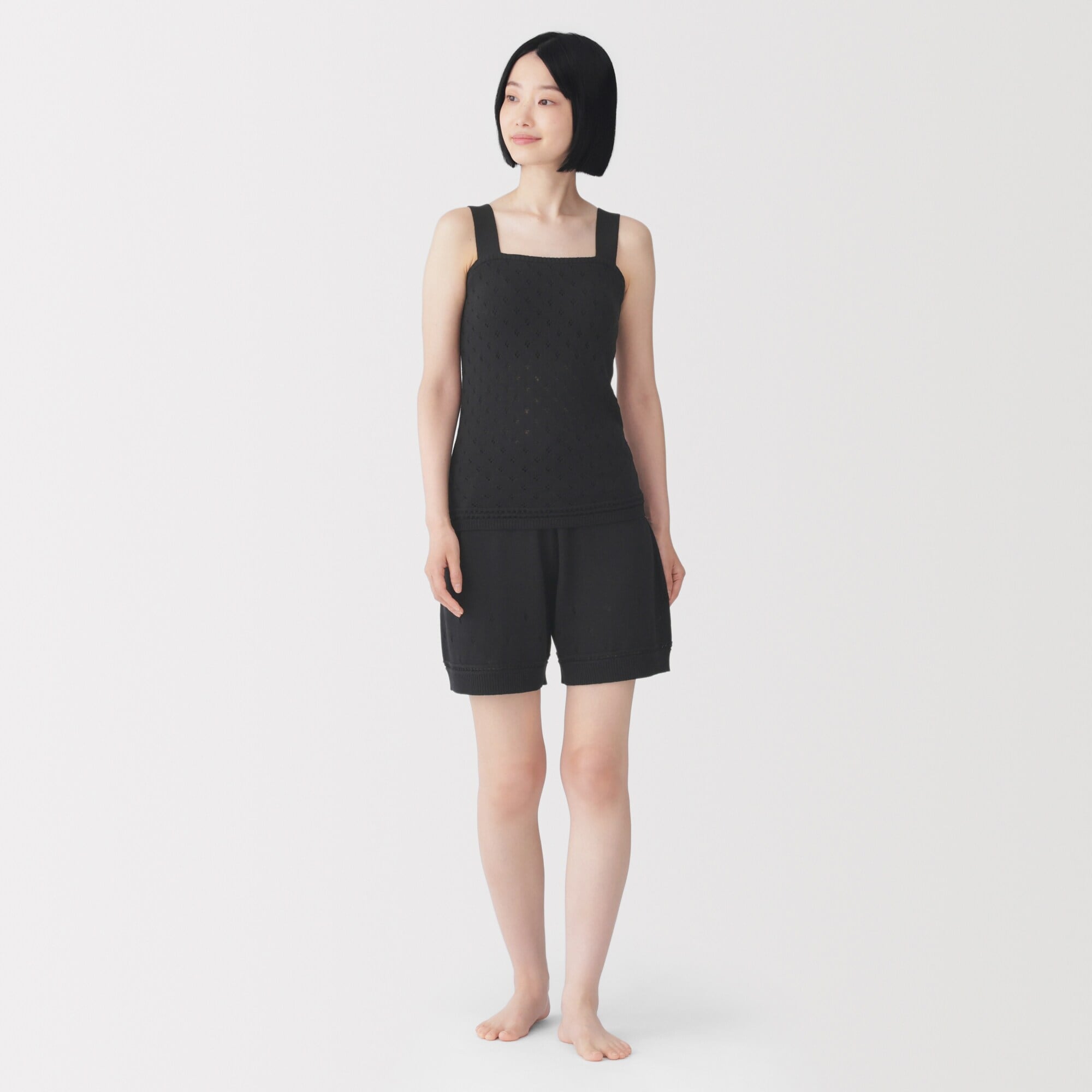 無印良品のコットン透かし編みニット ショートパンツ