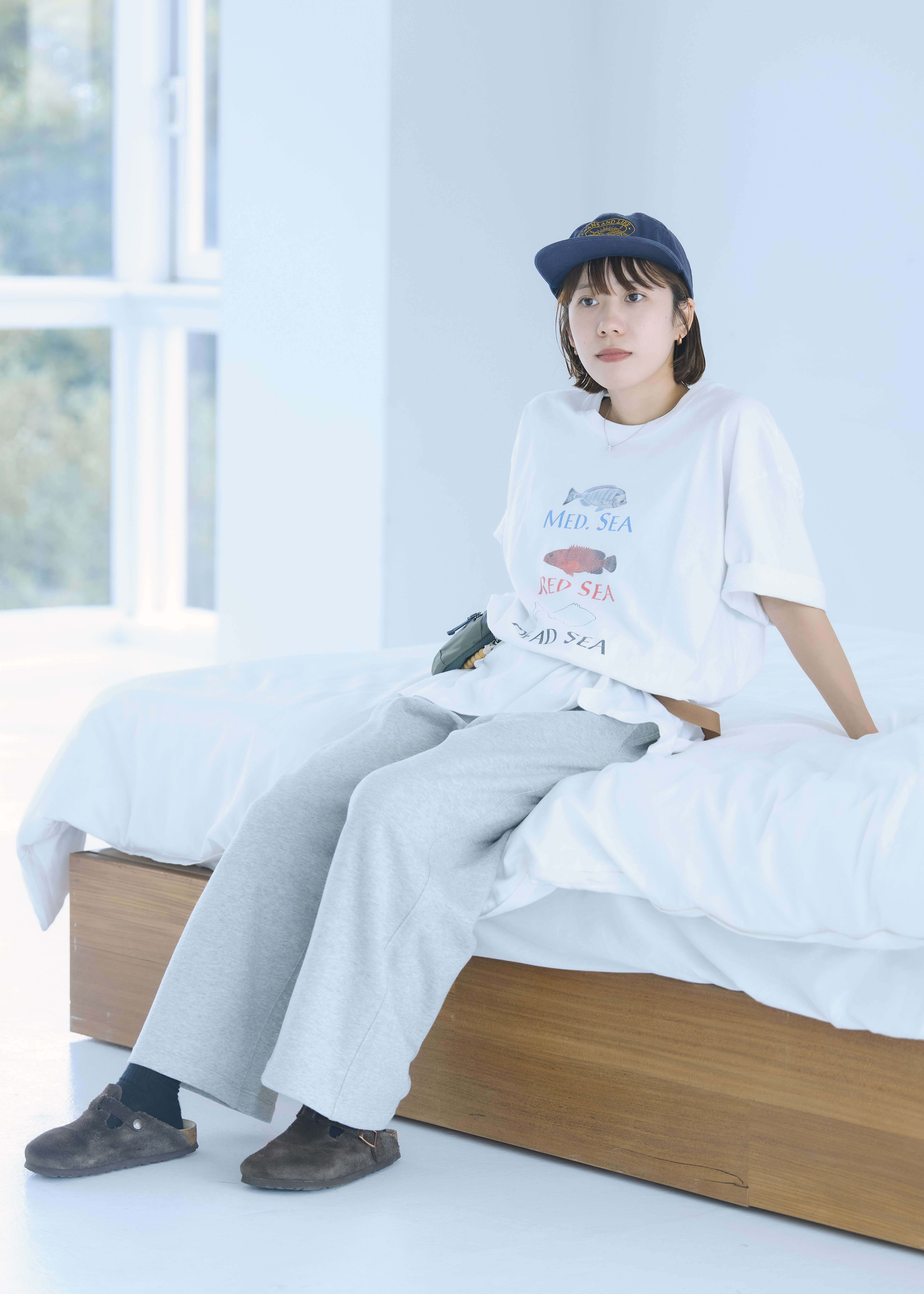 無印良品の 裏毛スウェットワイドパンツ