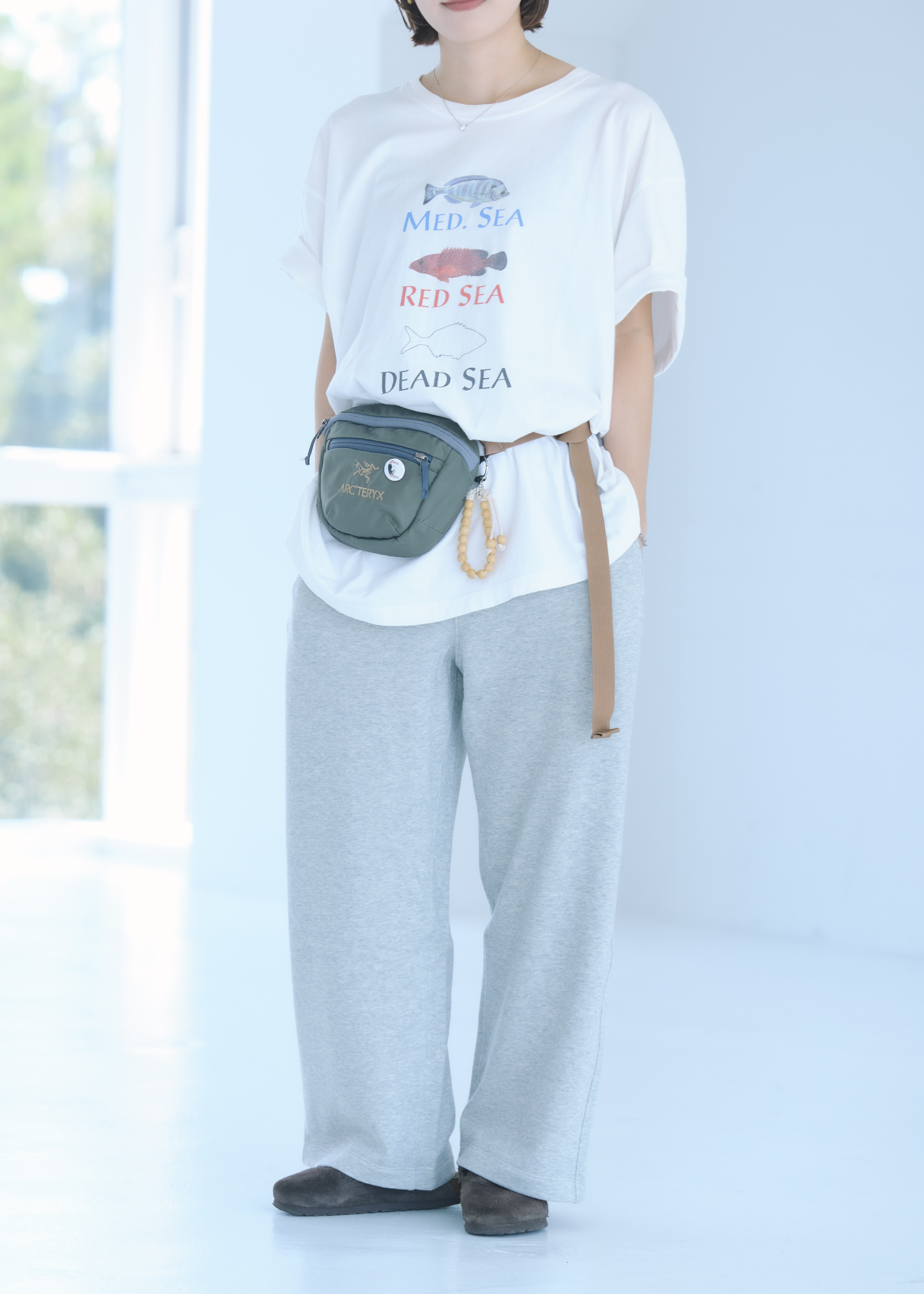 無印良品の 裏毛スウェットワイドパンツ