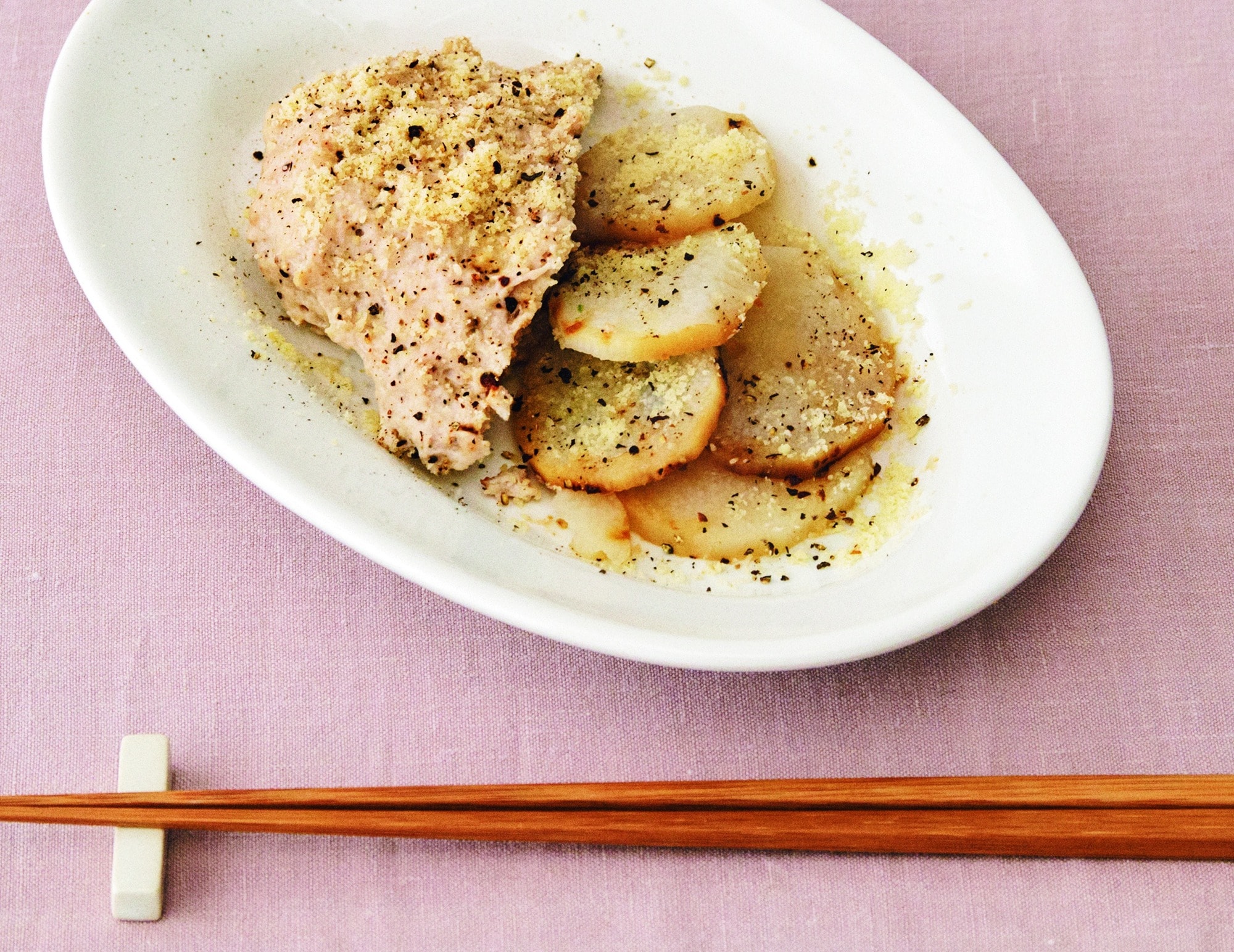 無印良品のレンジで焼き料理 グリルプレートで作る平たい長芋つくね
