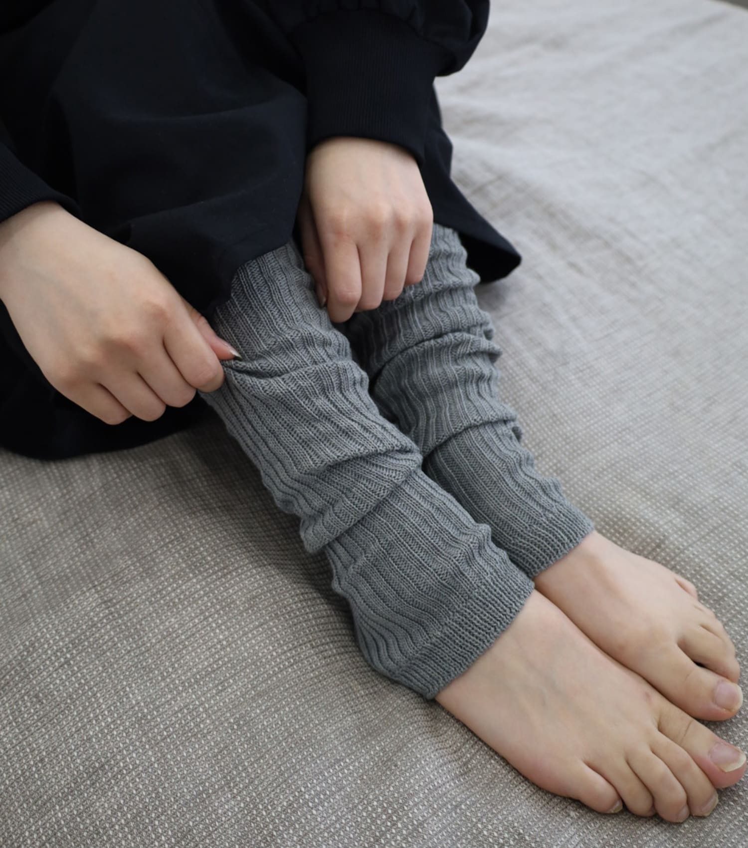 無印良品 あったか綿 手にも使える レッグウォーマー(ウール入り)