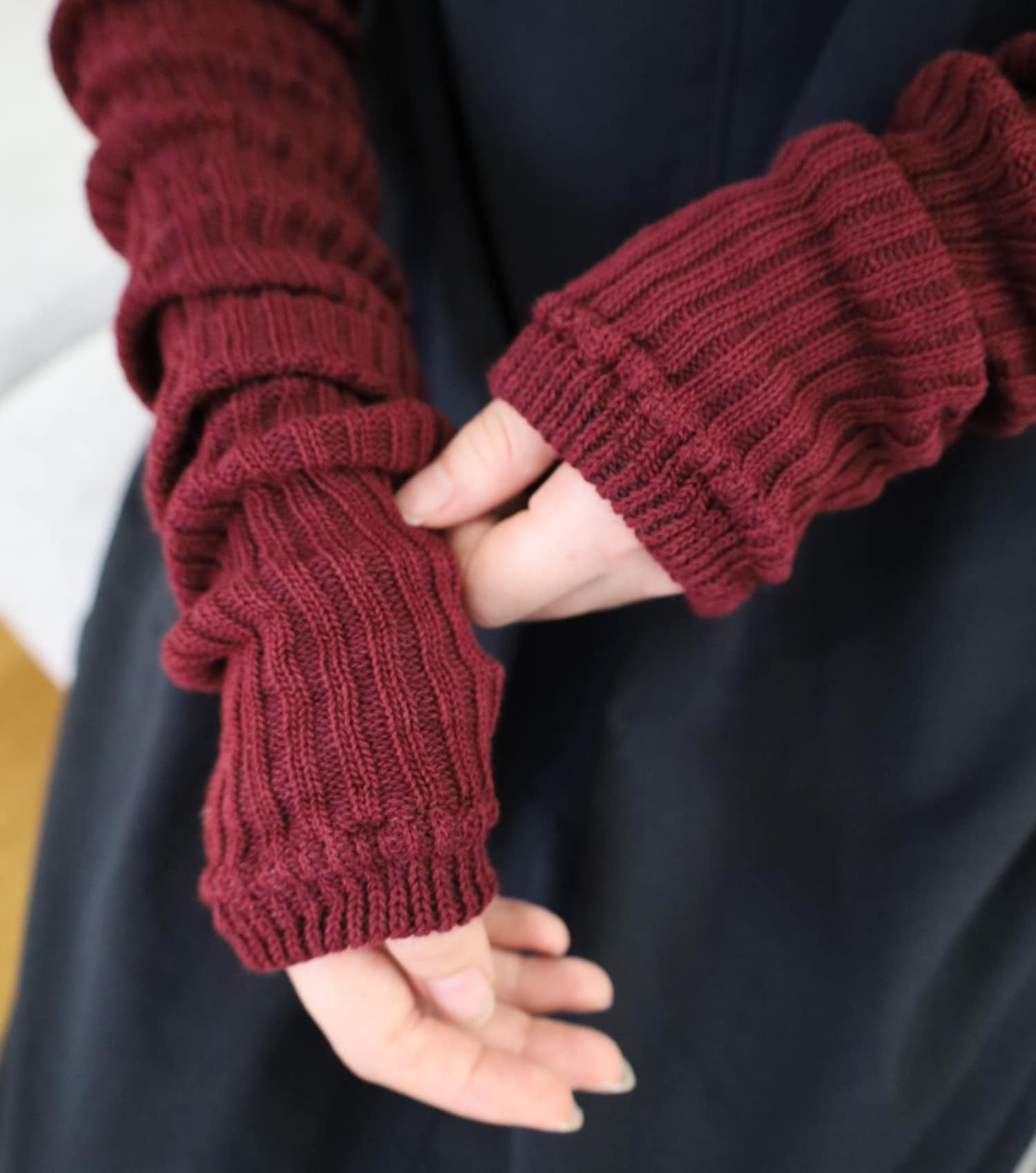 無印良品 あったか綿 手にも使える レッグウォーマー(ウール入り)