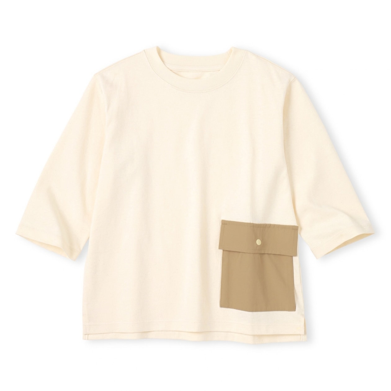 無印良品のキッズ 見守りポケット付きクルーネック七分袖Tシャツ