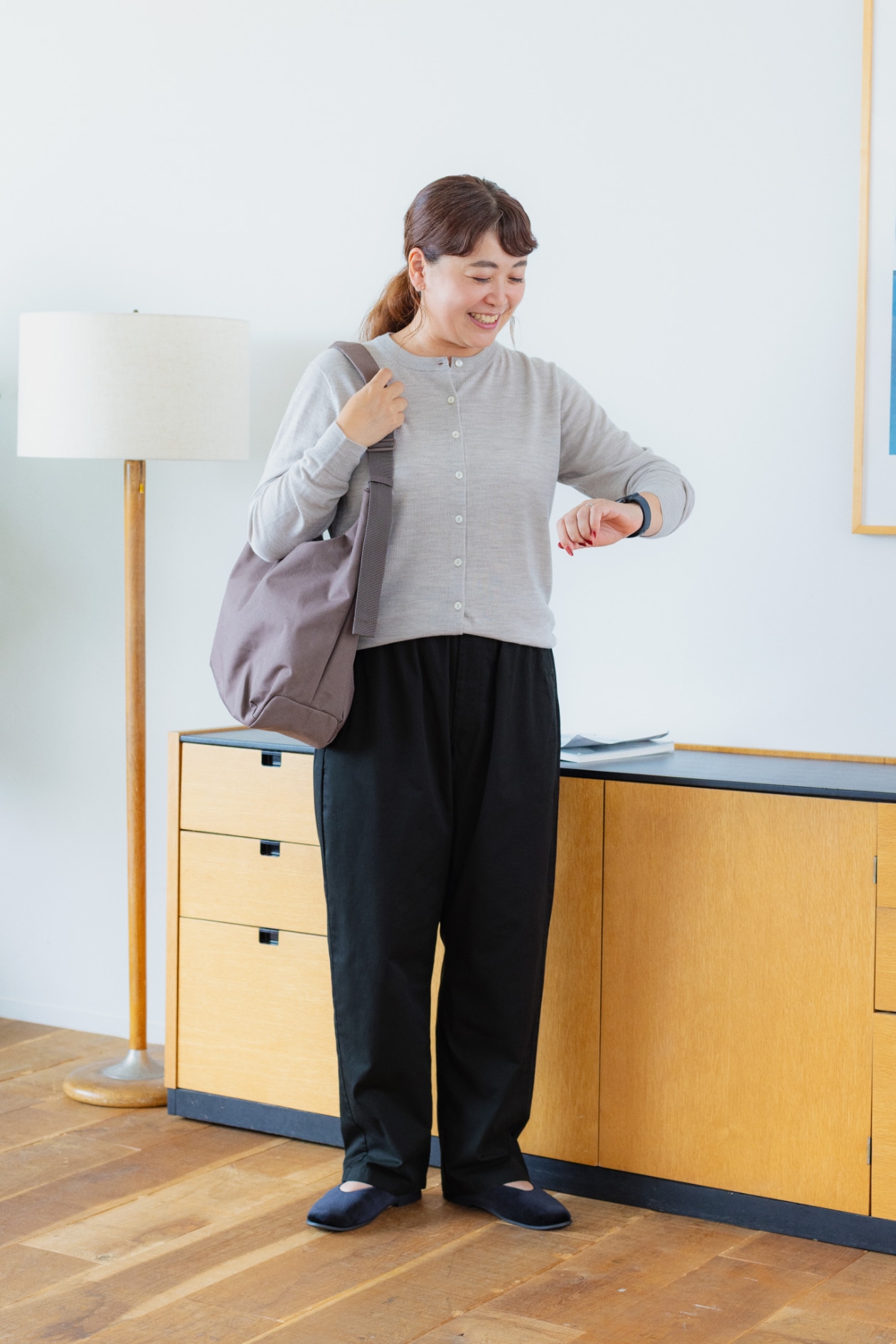 無印良品の婦人 洗いざらし コットン イージーテーパードパンツ