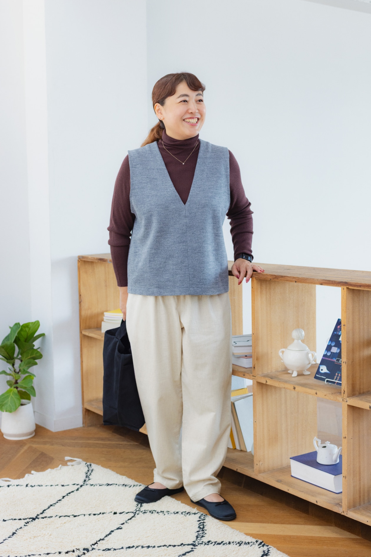 無印良品の婦人 ストレッチ フランネル イージーテーパードパンツ