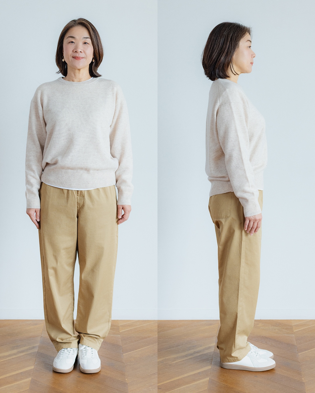 無印良品の 婦人 洗いざらし コットン イージーテーパードパンツ