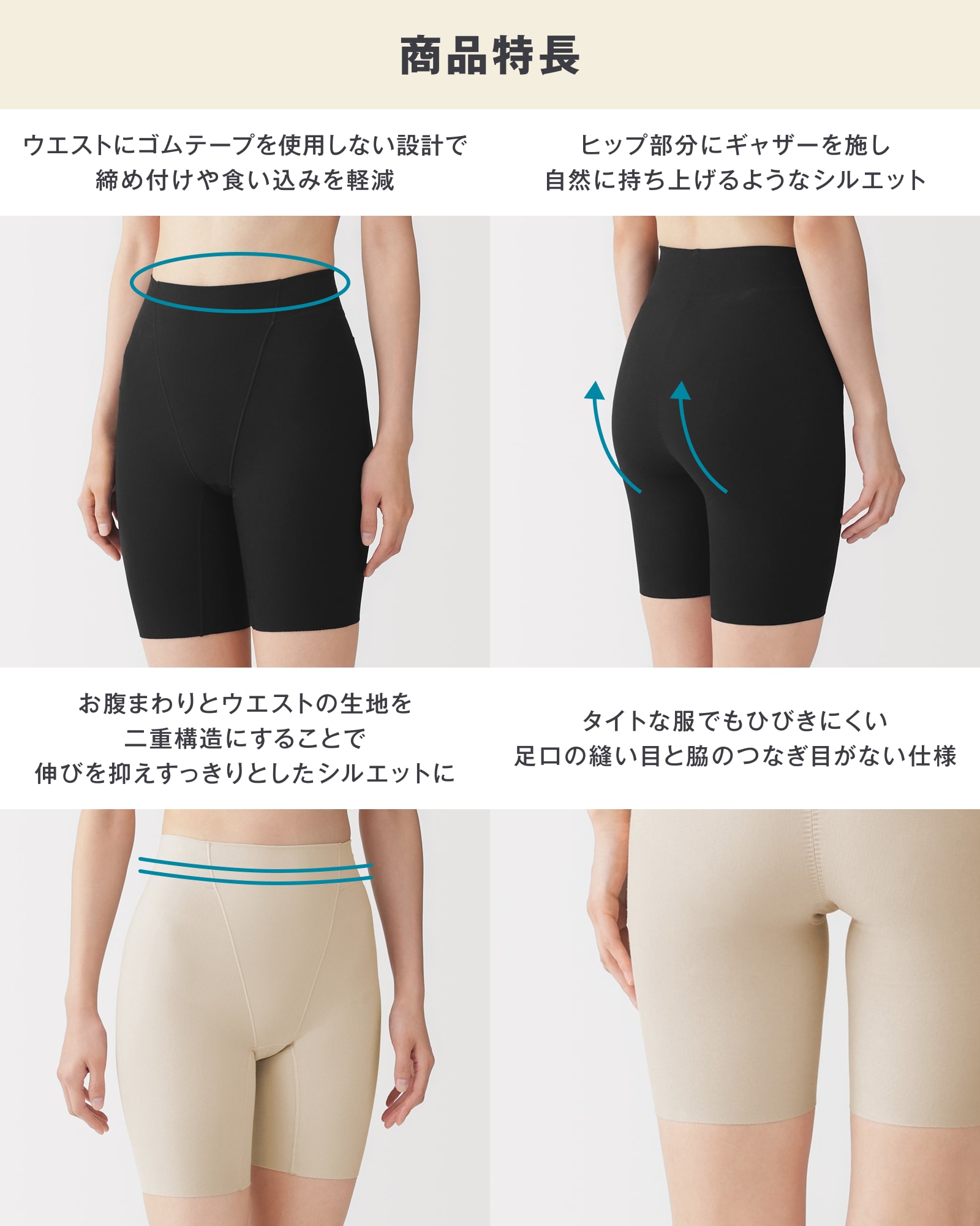 無印良品のコットン混お腹すっきりソフトガードル