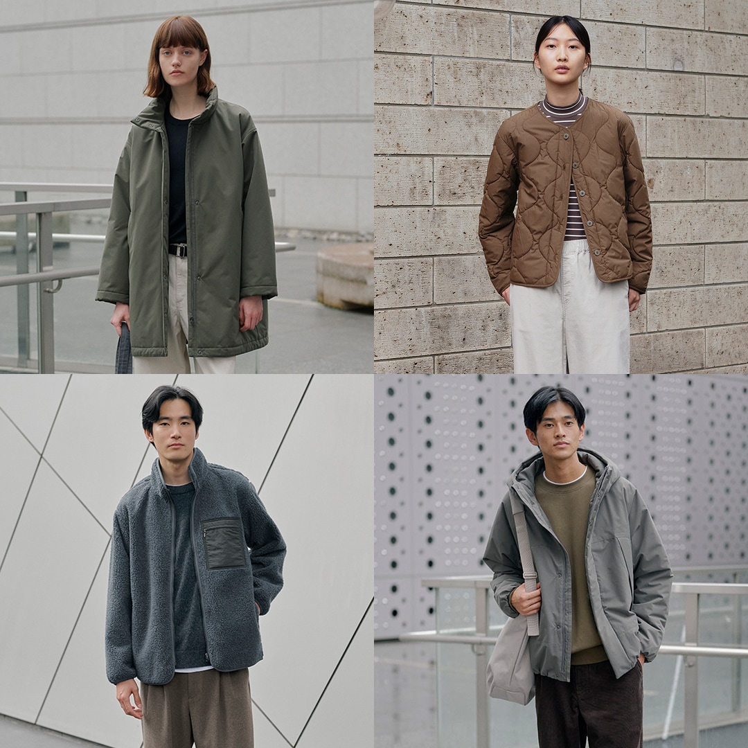 アウターを着た男性と女性モデルの画像