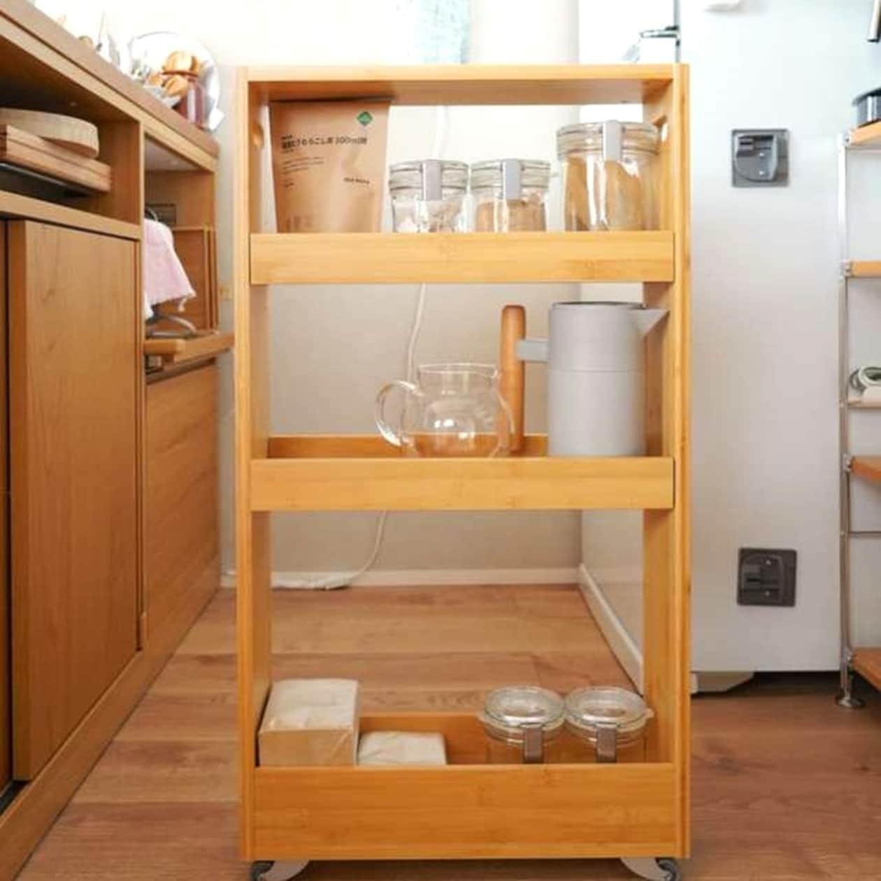 無印良品の竹材 スリムワゴン