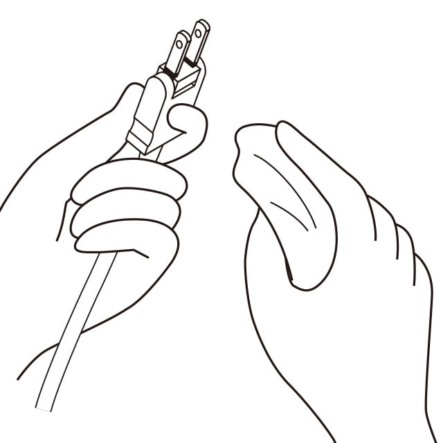 時々プラグの表面や差込み刃の間を掃除してください、火災の原因となります。ほこりや湿気の多いところでは、プラグを長時間差したままにしないでください。