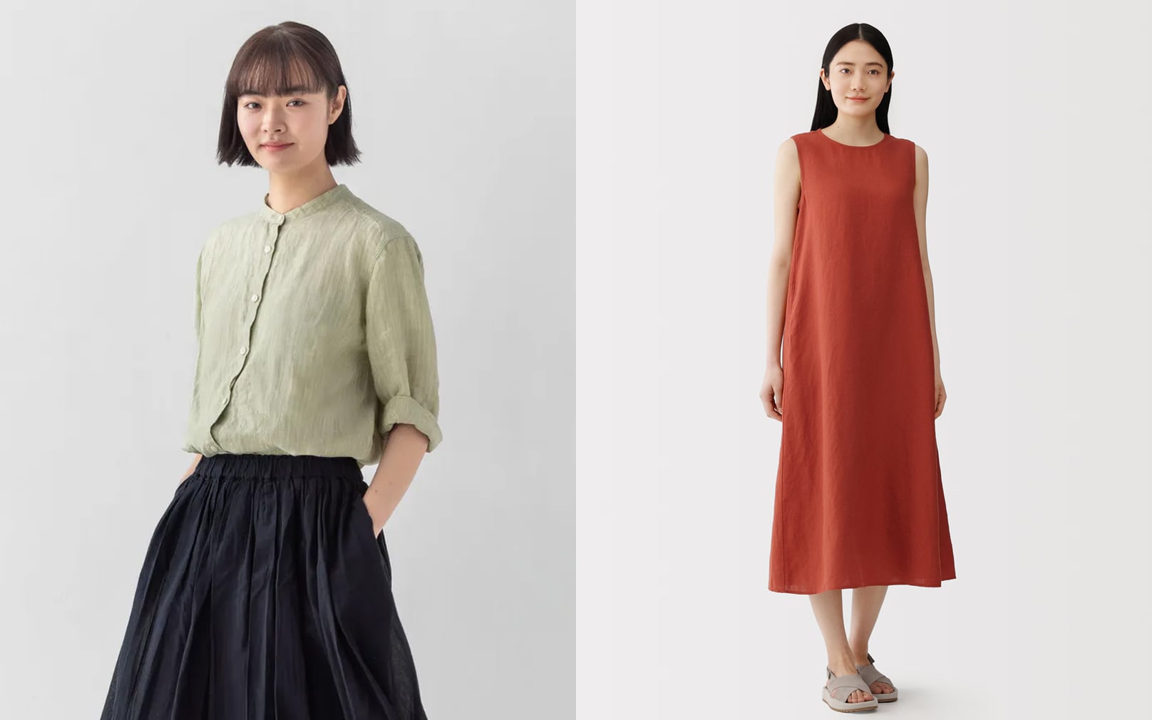 麻(リネン・ヘンプ)素材の夏服。