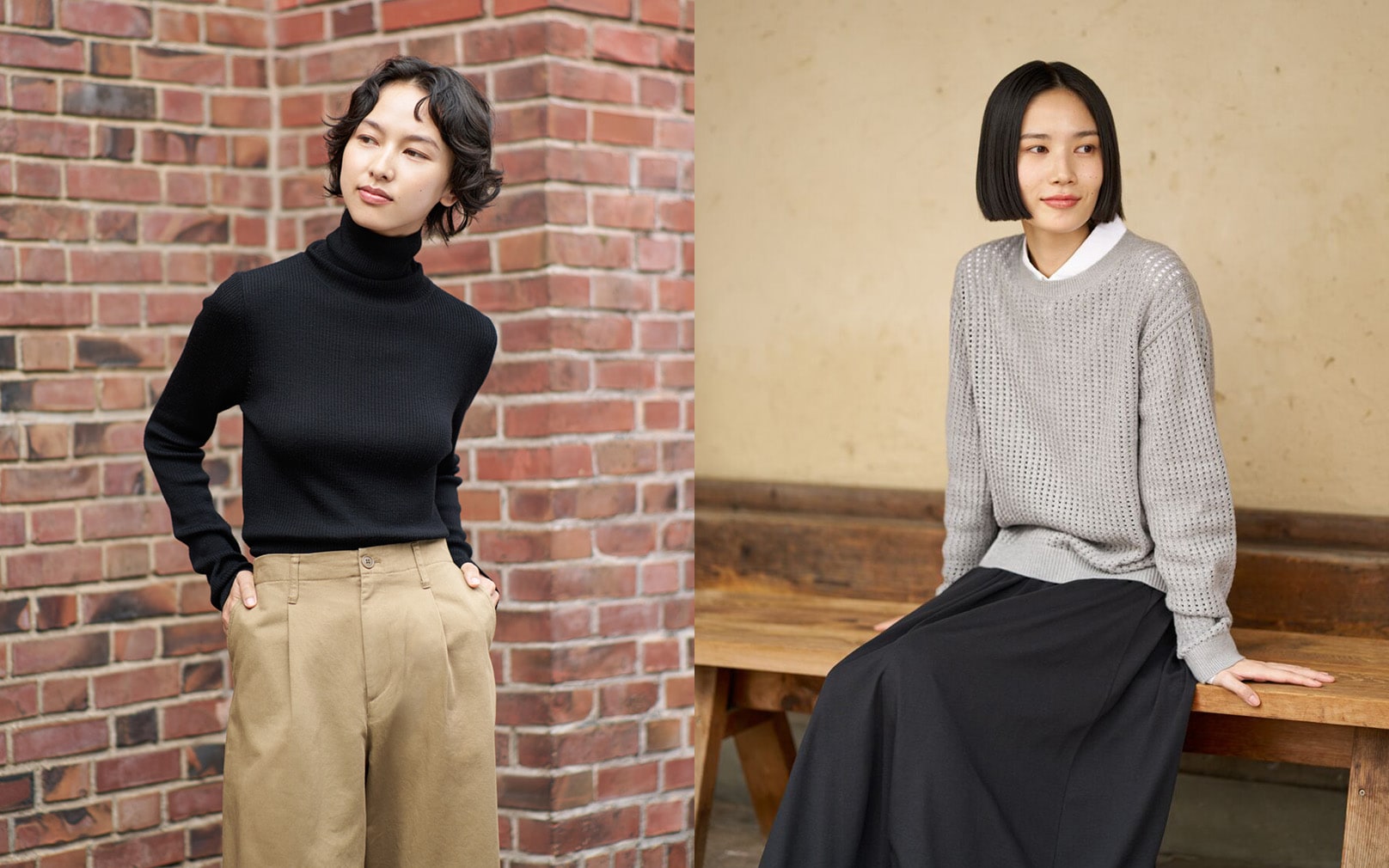 寒い時期も心地よく過ごす、冬素材のトップス・ボトムス。