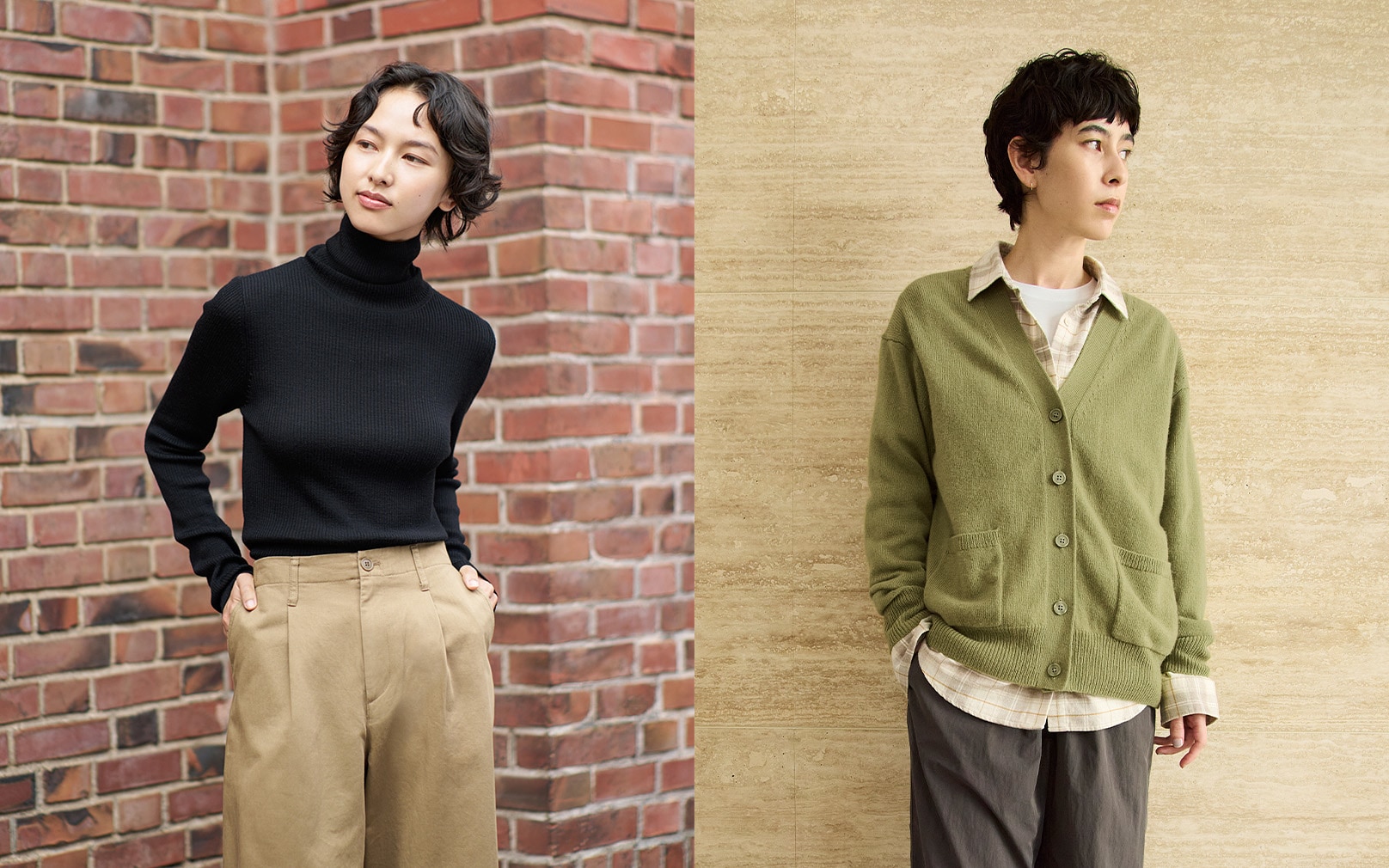 寒い時期も心地よく過ごす、冬素材のトップス・ボトムス。