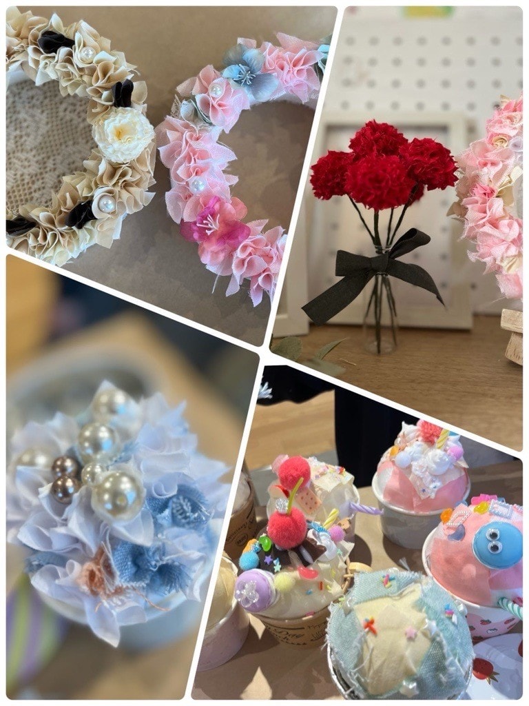 【ルビットパーク南草津】布を使ってカップケーキやリースやお花を作りましょう♪