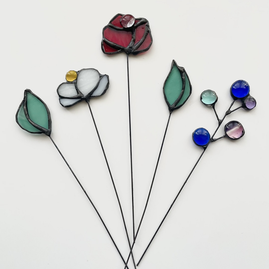 ステンドグラス　迎春ガラスピック