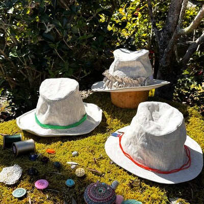 リネン生地でつくるハットのワークショップ