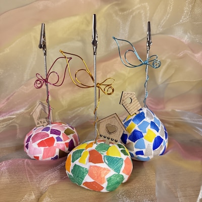 【2/23】『幸せのことりメッセージクリップ』たまごの殻のモザイクアート