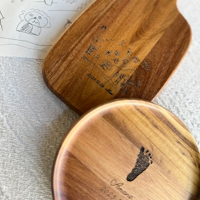 アカシアプレート　レーザー刻印体験