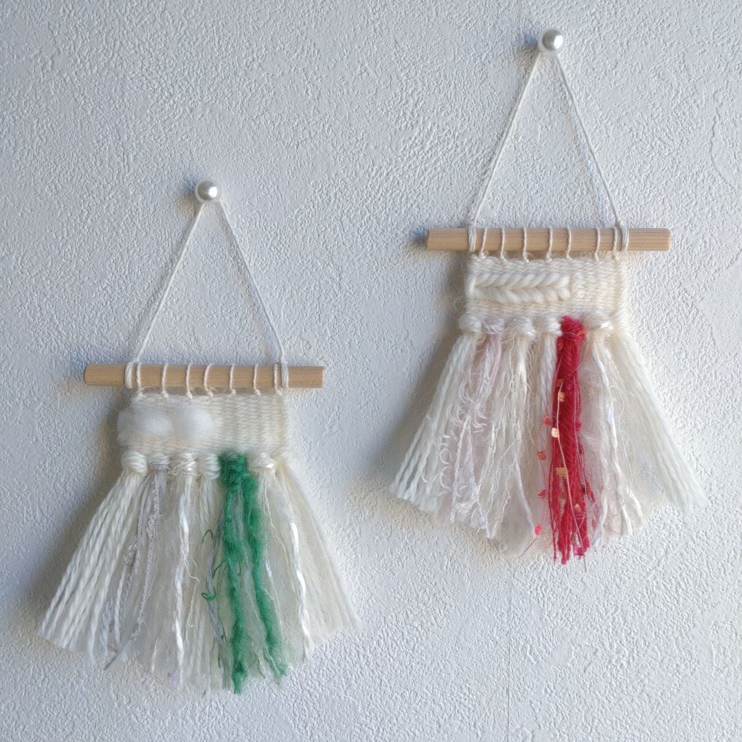 冬糸で楽しむミニウィービングタペストリー作り