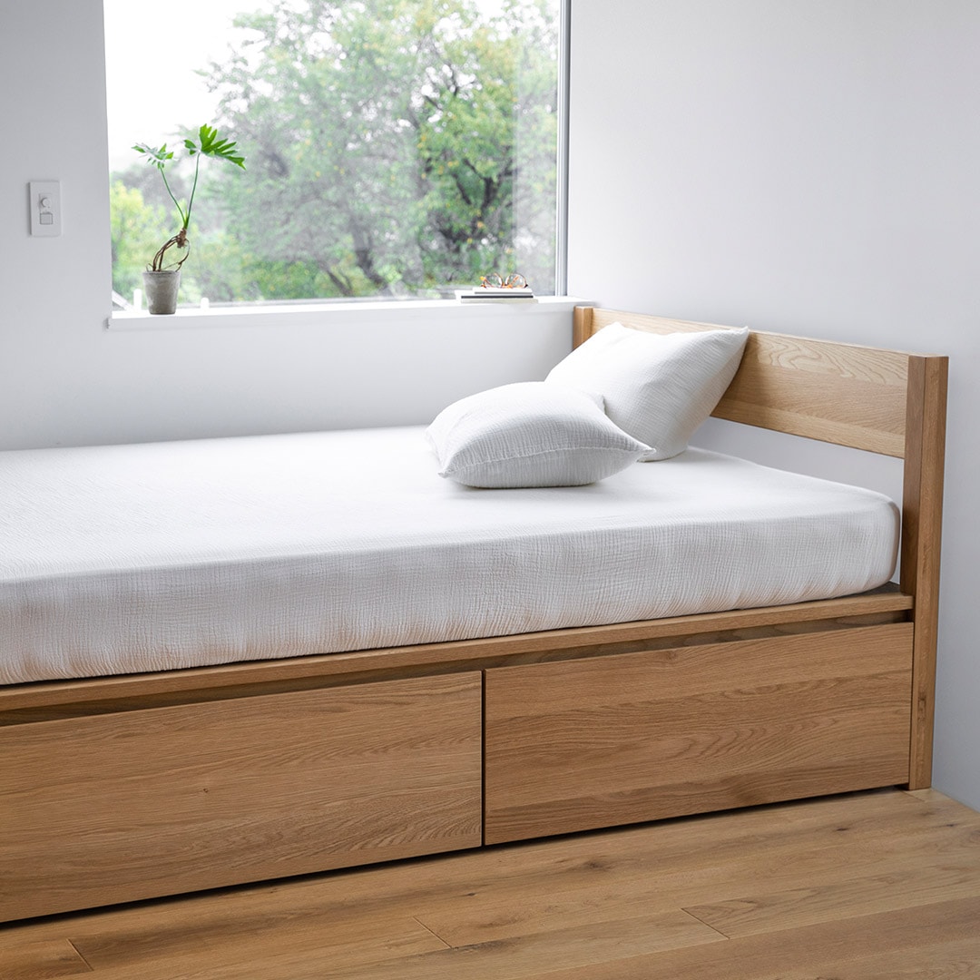 無印良品 収納ベッド シングル ウォールナット材 - シングルベッド