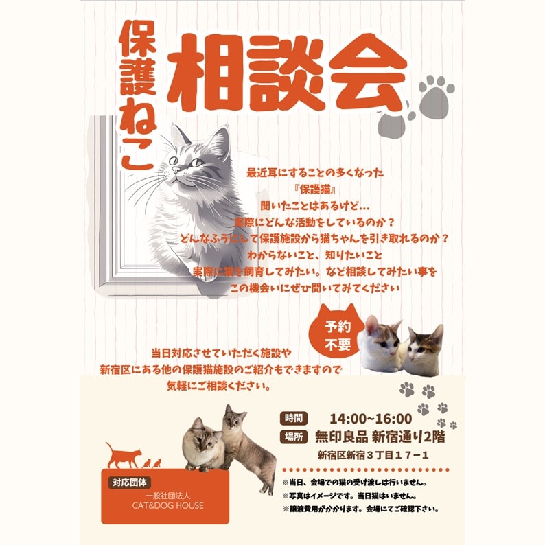 新宿通り　保護ねこ相談会ポスター