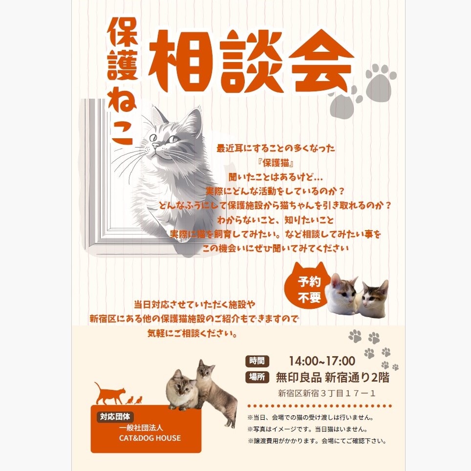 無印良品新宿通り　保護猫相談会開催のお知らせ