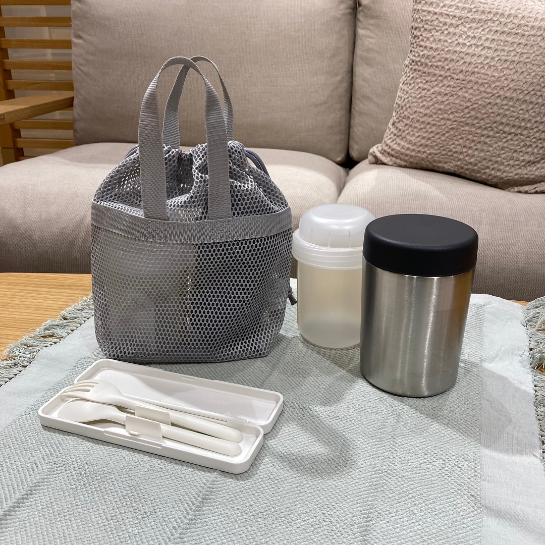 立体メッシュ持ち手付き巾着の使用例
