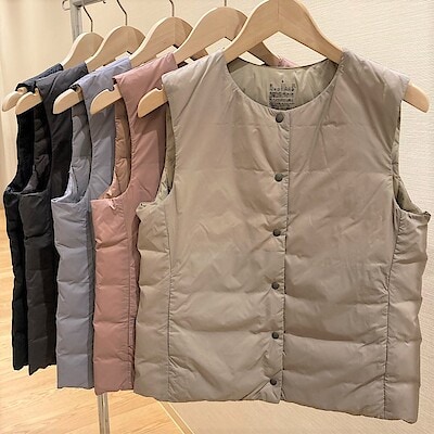 【トキハわさだタウン】軽量ダウンポケッタブルノーカラ―ベスト