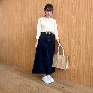 【ステラタウン大宮】木の実から作ったカポック混　デニムAラインスカート