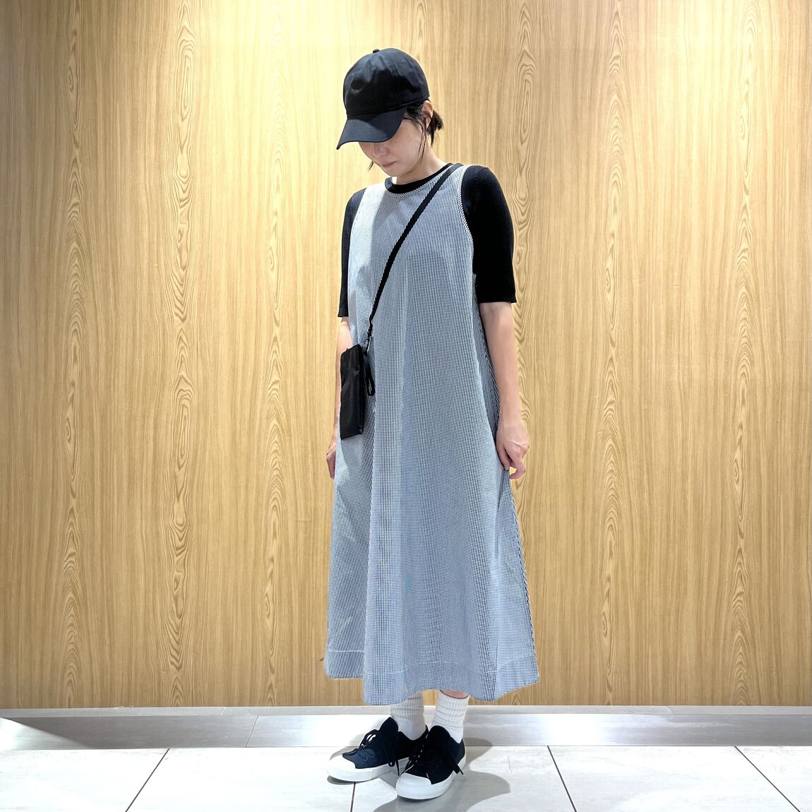 婦人　チェック　ワンピース