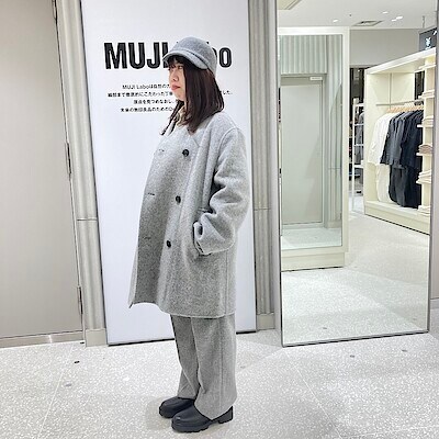 婦人 カシミヤ混ノーカラーコート | 無印良品