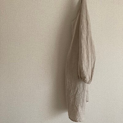 麻平織 割烹着 生成 ドロップショルダー身丈約９０ｃｍ 巾着付 エプロン ミトン 通販 無印良品