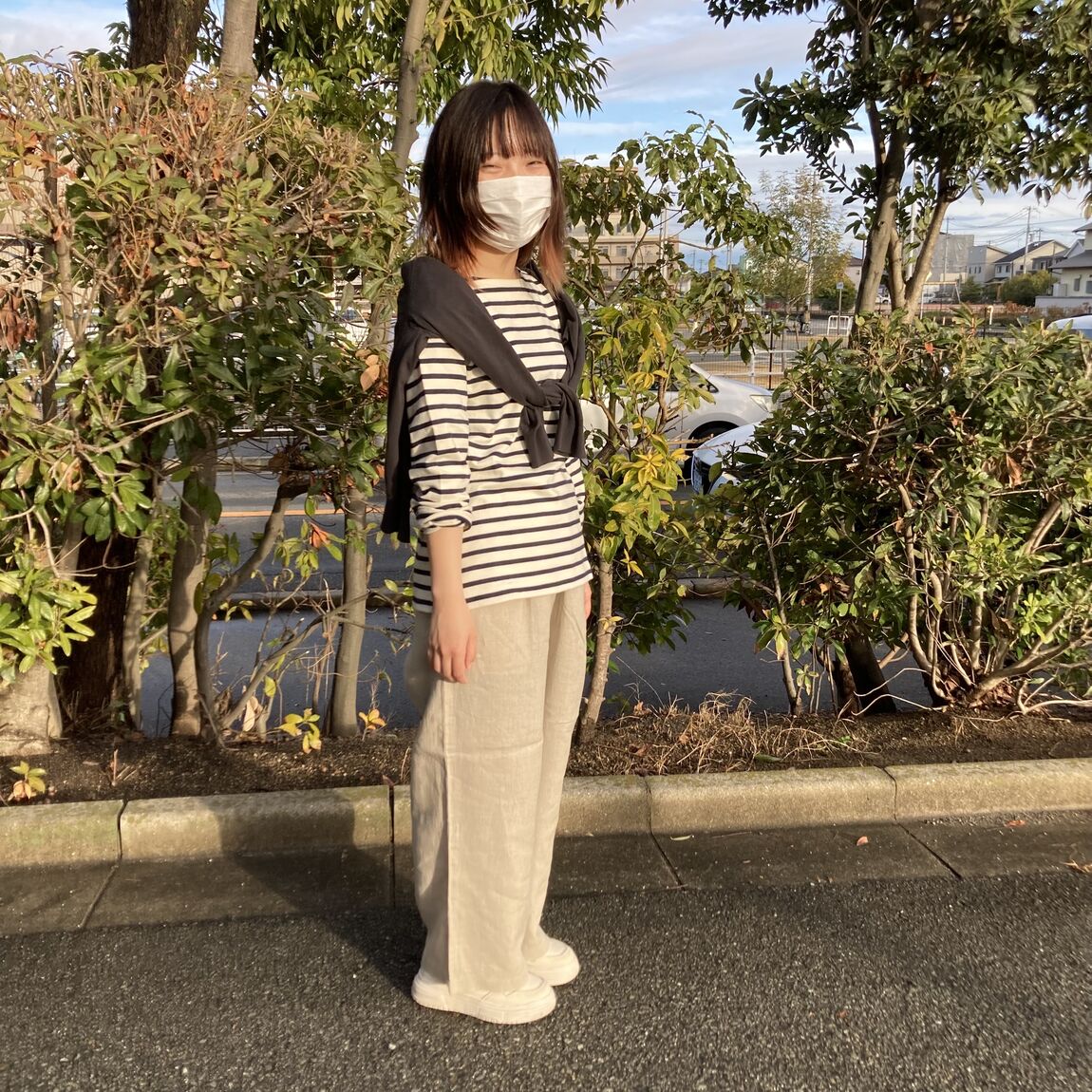 太番手ボートネック長袖T