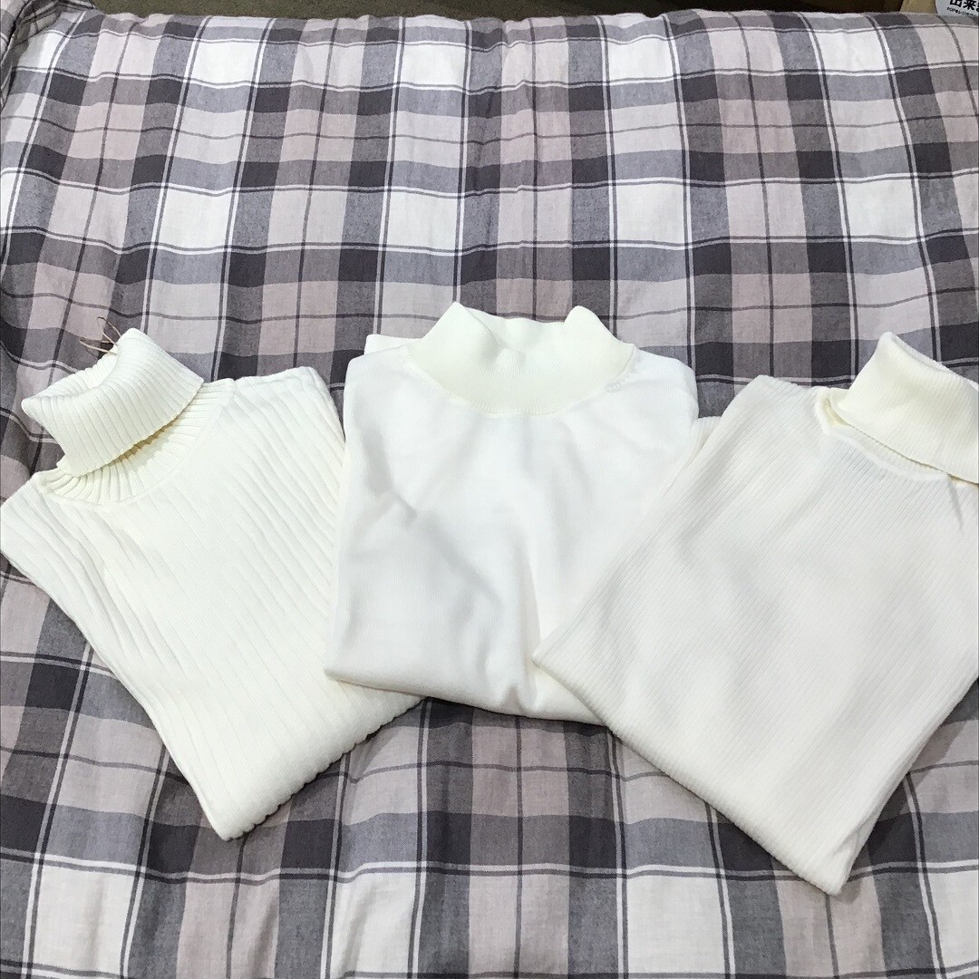 首のチクチクを抑えたセーター
