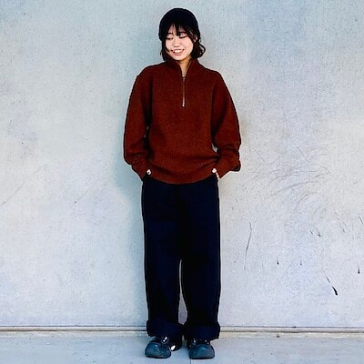 紳士 ウールミドルゲージ畦編みハーフジップセーター | 無印良品