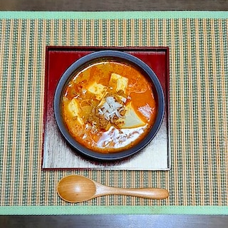 【エスパル郡山】ごはんにかける胡麻味噌坦々スープで作るあつあつ温奴