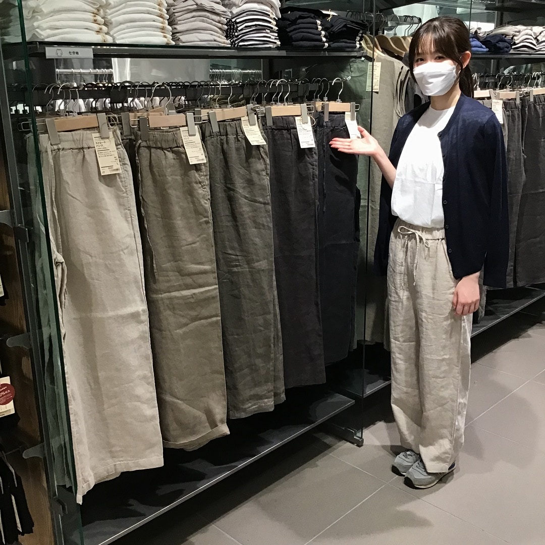 MUJI無印良品フレンチリネンパンツ　黒•ベージュ未使用タグ付き　サイズXL MUJI無印良品フレンチリネンパンツ 黒•ベージュ未使用タグ付き サイズXL