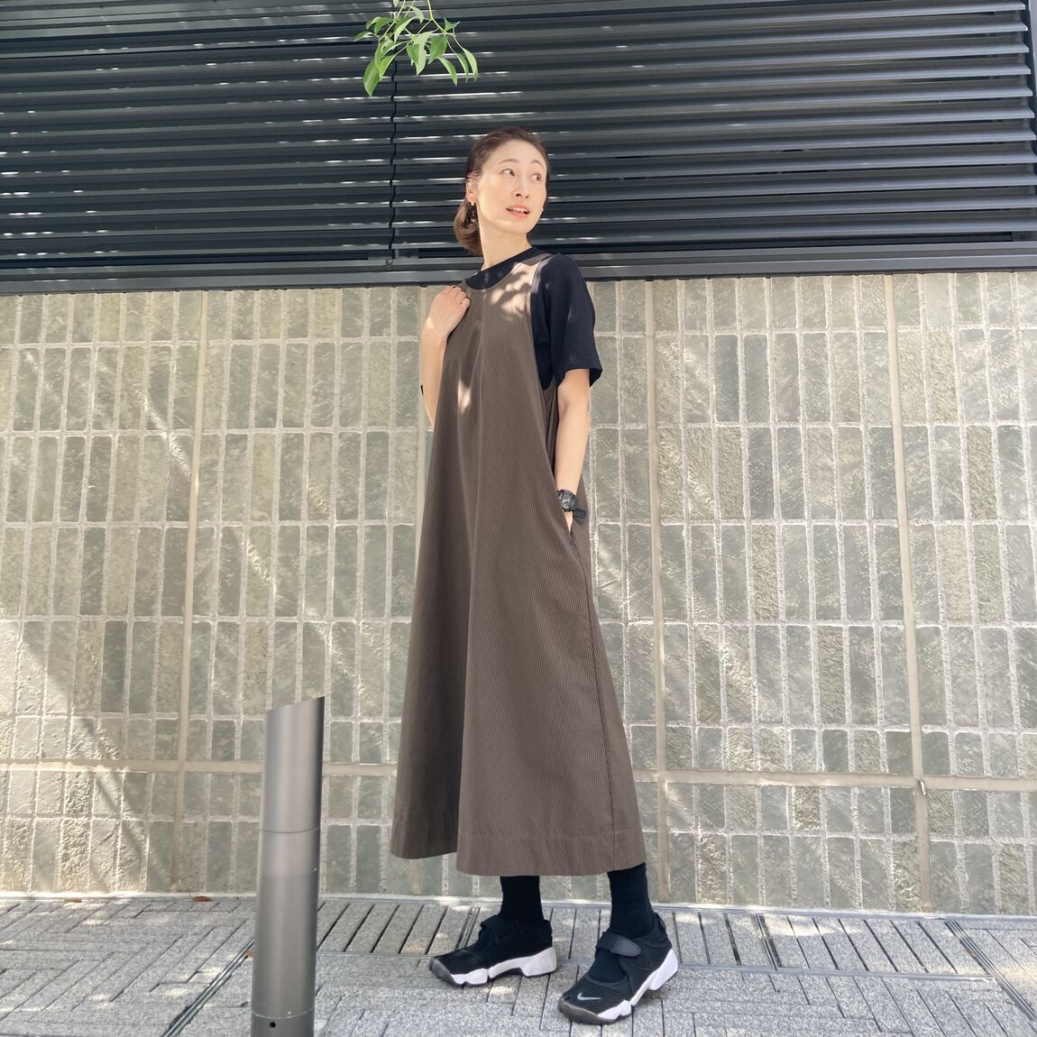 乾きやすいブロードスリーブレスワンピ