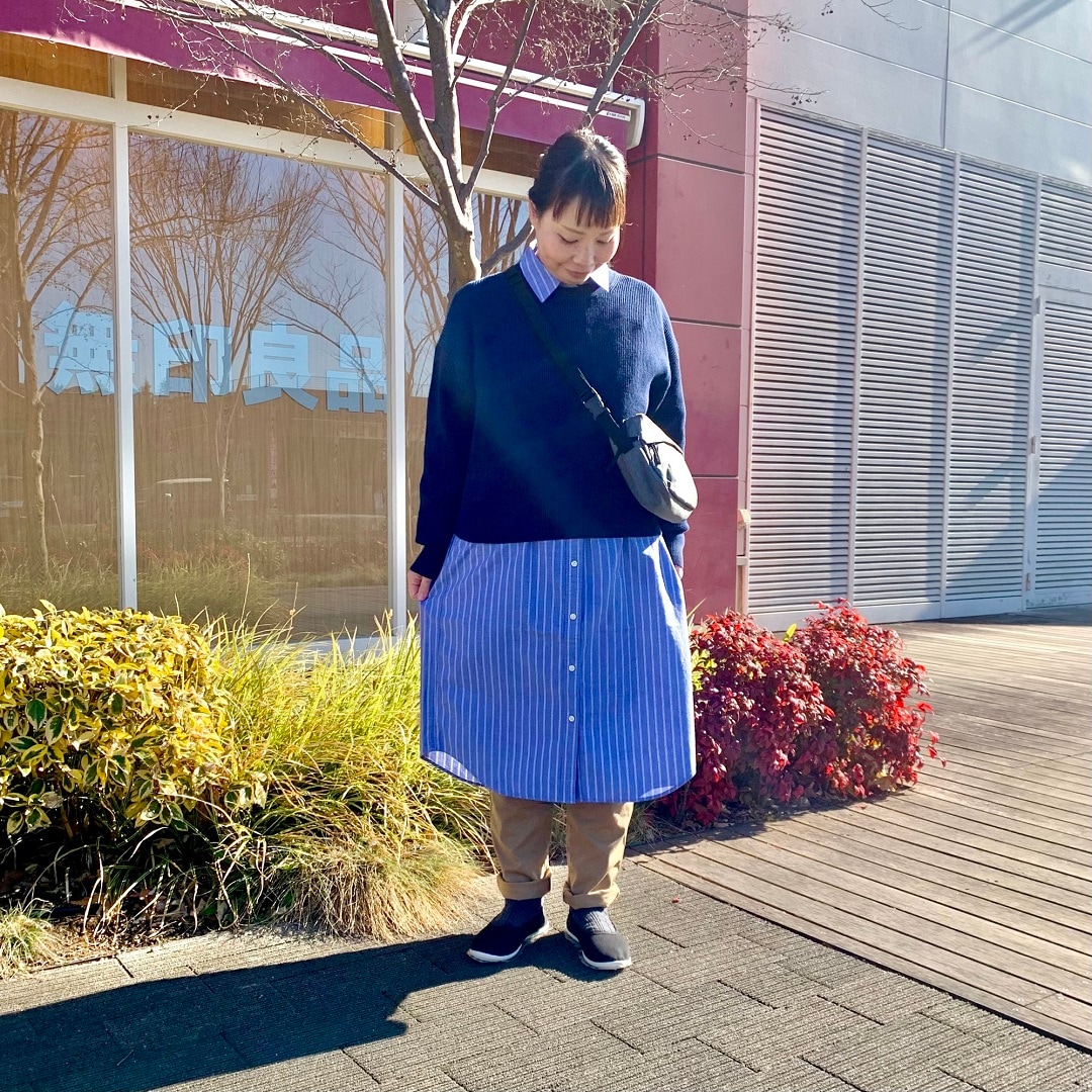 045355　畦編みセータースタッフスナップ