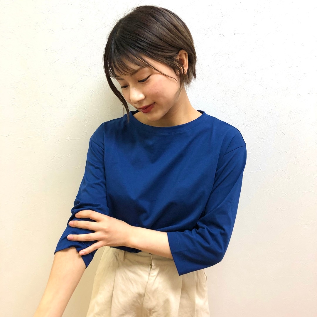 【ザ・モール仙台長町】婦人　天竺編みボートネック七分袖Tシャツ
