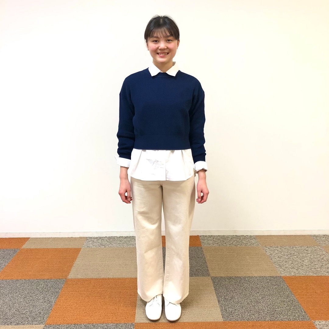 【ザ・モール仙台長町】畦編みショート丈クルーネックセーターのコーディネート