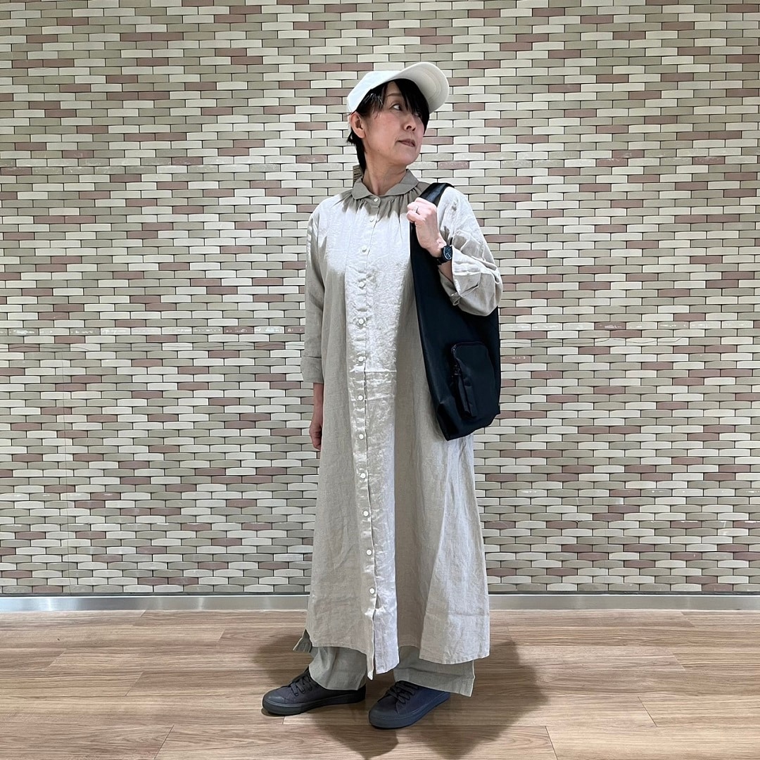 【アピタ島田】身長157cmコーデ　リネン全身上向き