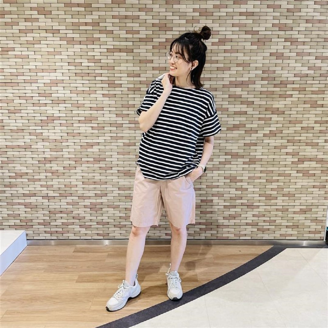 婦人ボーダーTコーデ