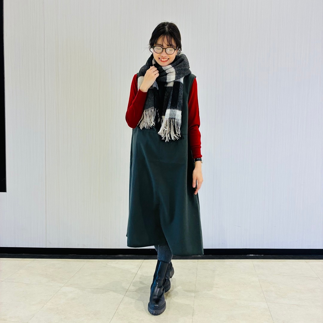 婦人起毛ジャンパースカートコーデ