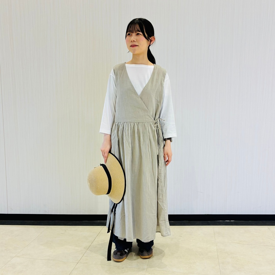 婦人強撚カシュクールワンピコーデ