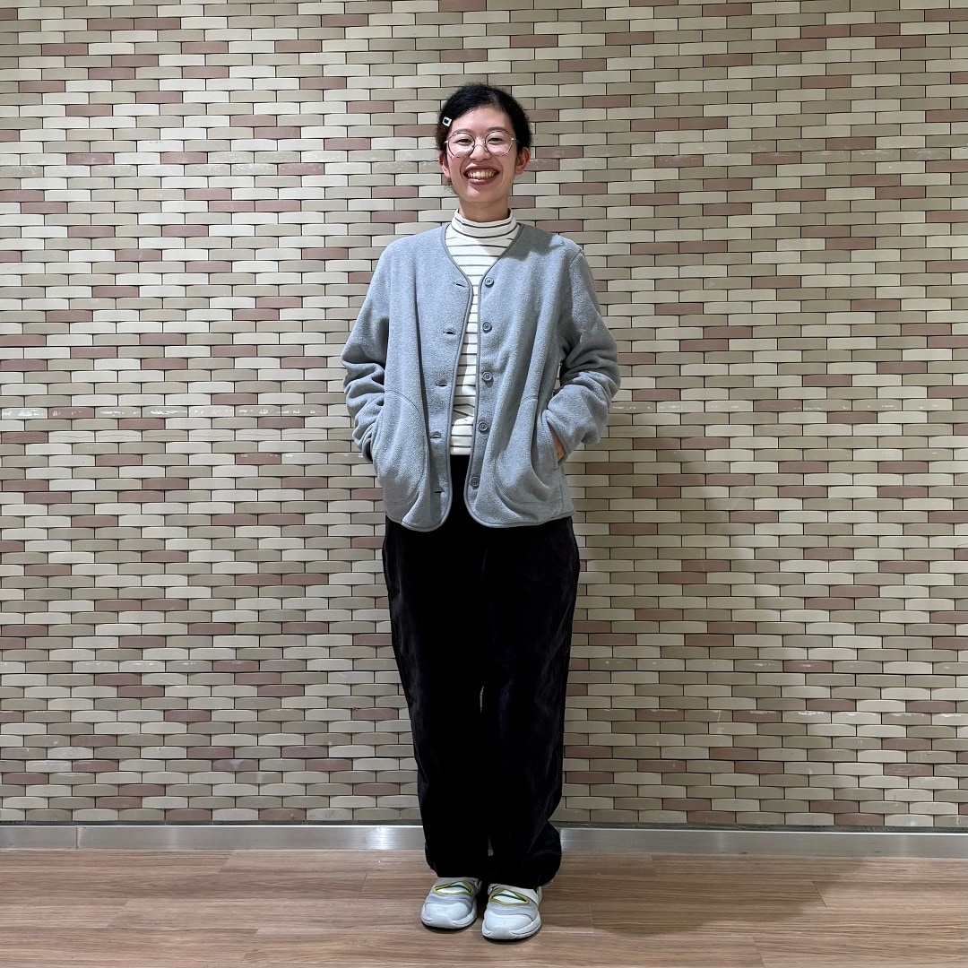 フリースカーディガンコーデ