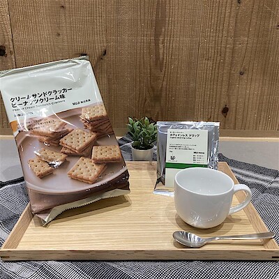 【イオンモール旭川西】8月30日(土)、31日（日）14時頃～『大袋クリームサンドクラッカー　ピーナッツクリーム味』と『オーガニックコーヒー　カフェインレス　ドリップ』の試食会を開催いたします。