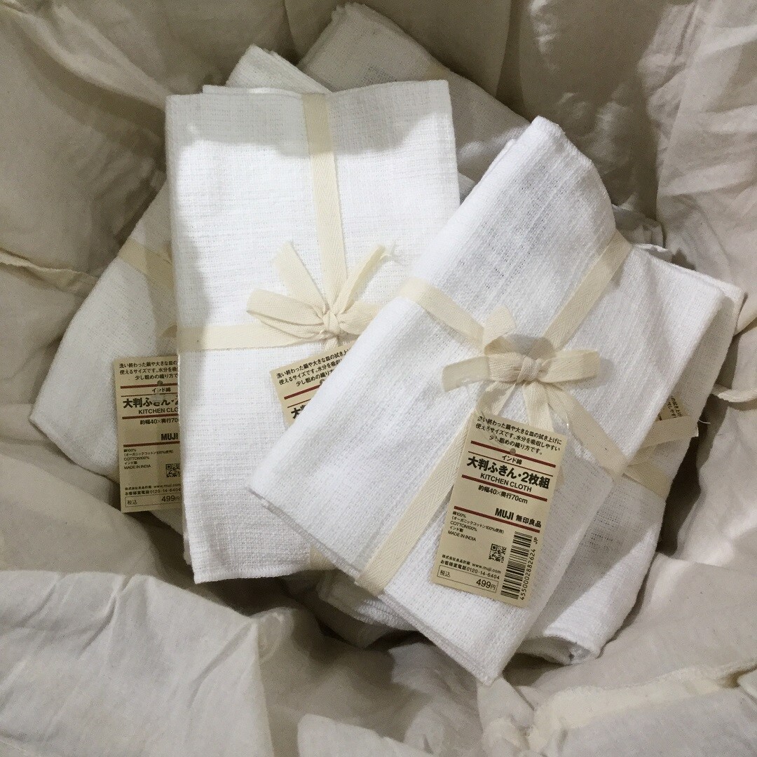 ずっと変わらない 品質の良さ イノダ織り コットンふきん（4枚組）日本製 台ふきん テーブルふきん 綿100％ 吸水 速乾 北欧風雑貨